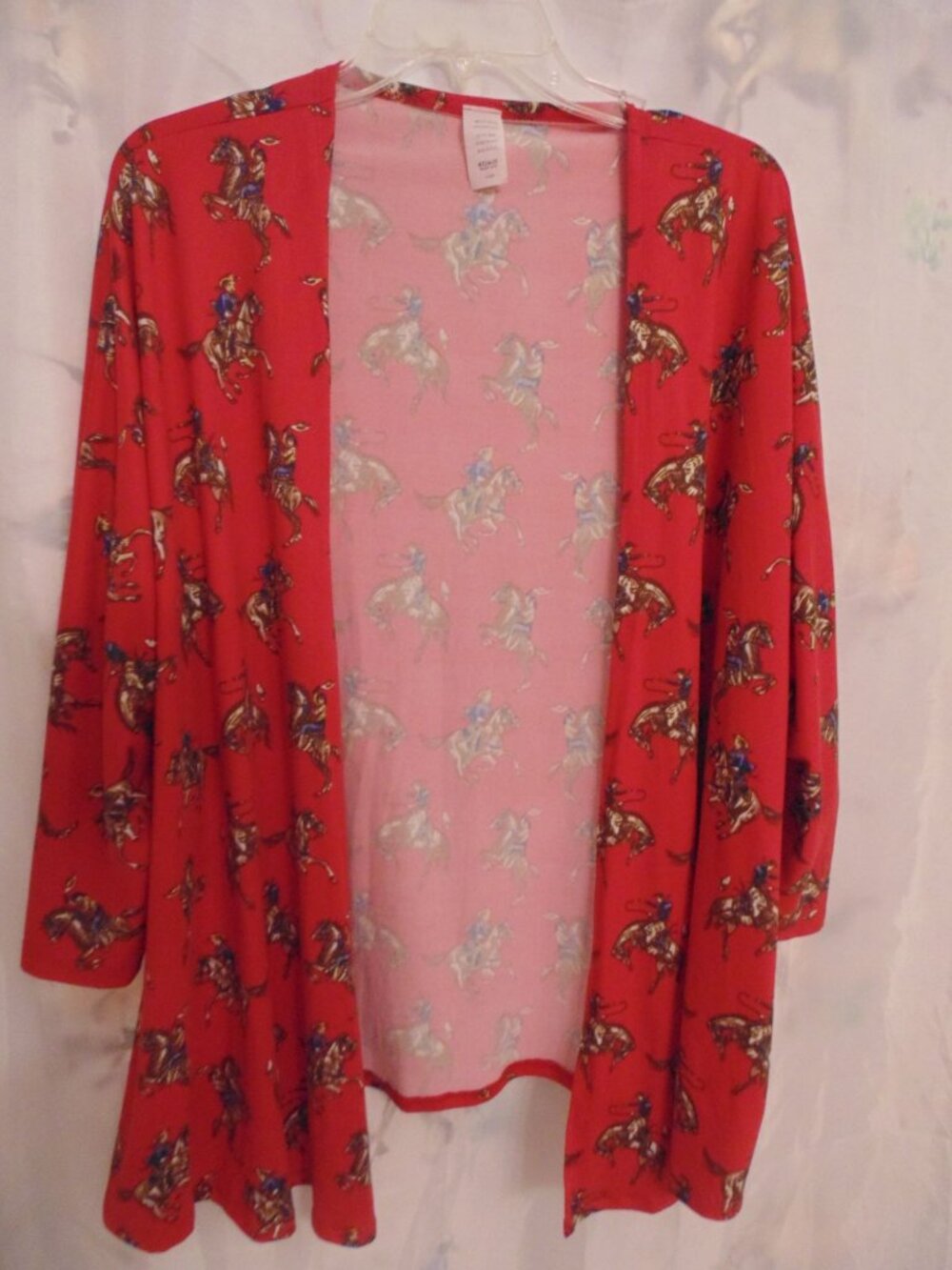 Ladies Red Cowgirl Cowboy Western Cardigan 3/4 sleeve size L